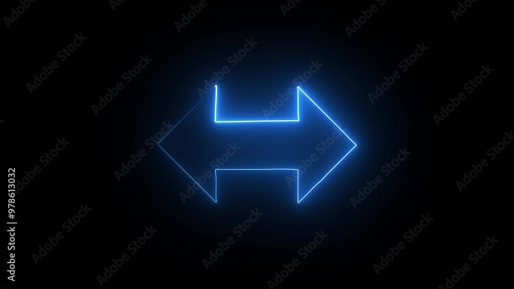 abstract glowing neon arrow icon black background light red showing the direction on animation. abstract glowing neon arrow icon black background light red showing the direction on animation.
