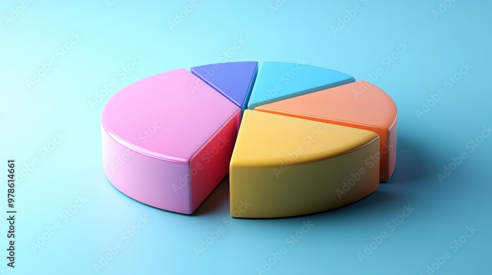 Obraz premium Modern 3D Pie Chart Icon in Minimalist Design