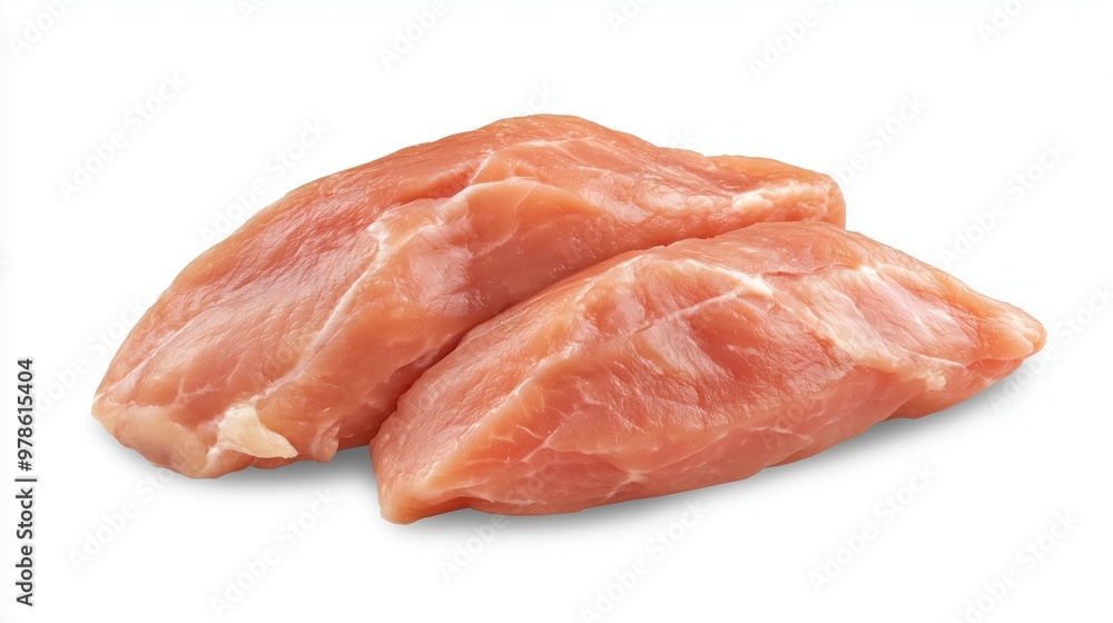 Fresh raw chicken fillet, on white background Fresh raw chicken fillet, on white background
