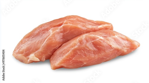 Fresh raw chicken fillet, on white background 