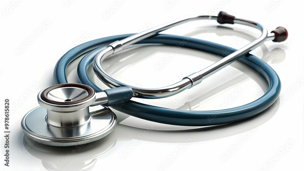 Surgical instrument Classic Stethoscope. Diagnostic Tool: Reliable Stethoscope on white background Surgical instrument Classic Stethoscope. Diagnostic Tool: Reliable Stethoscope on white background