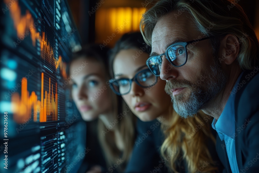 Obraz premium Business Team Analyzing Data on Computer Screen