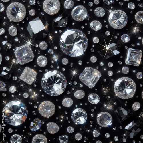 Diamonds on a Black Background
