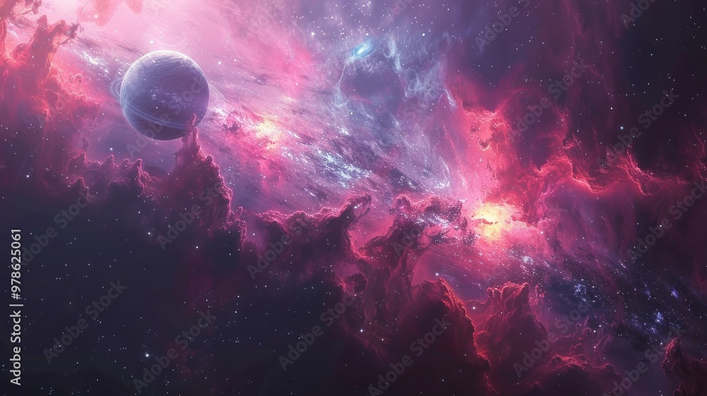 Obraz premium Abstract planets and space background 