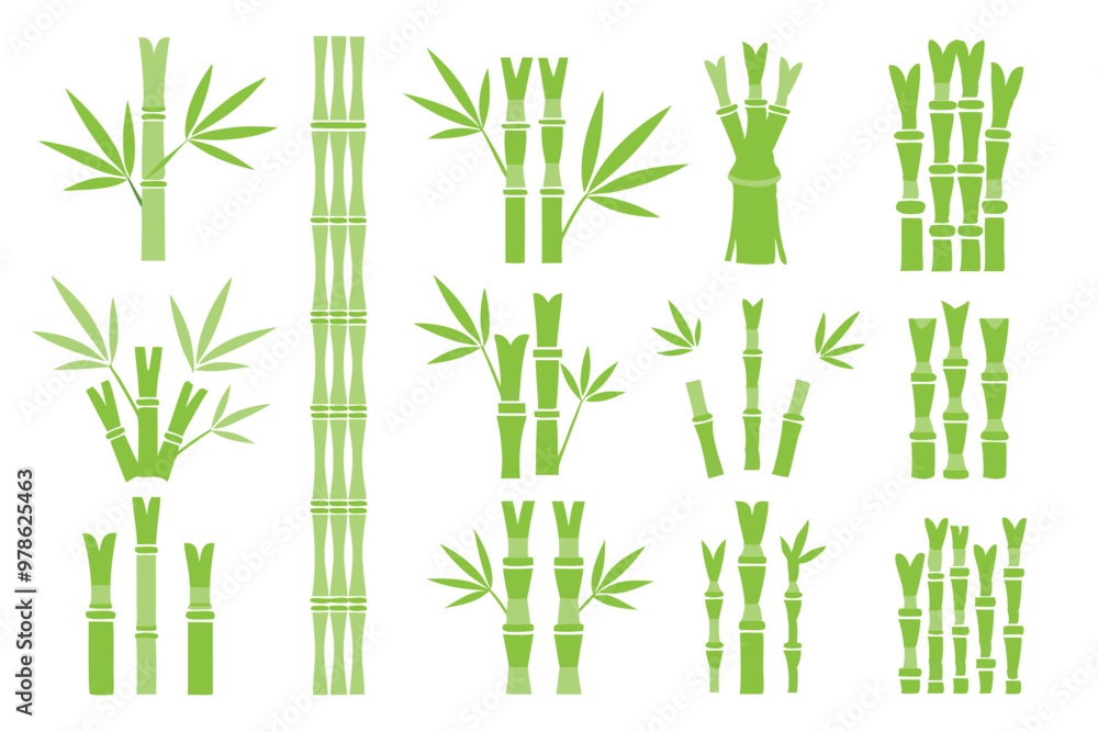 Obraz premium green bamboo icons collection