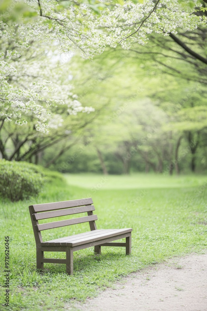 Serene Park Bench Surrounded by Lush Greenery: A Tranquil Spot for Reflection and Nature Appreciation Serene Park Bench Surrounded by Lush Greenery: A Tranquil Spot for Reflection and Nature Appreciation