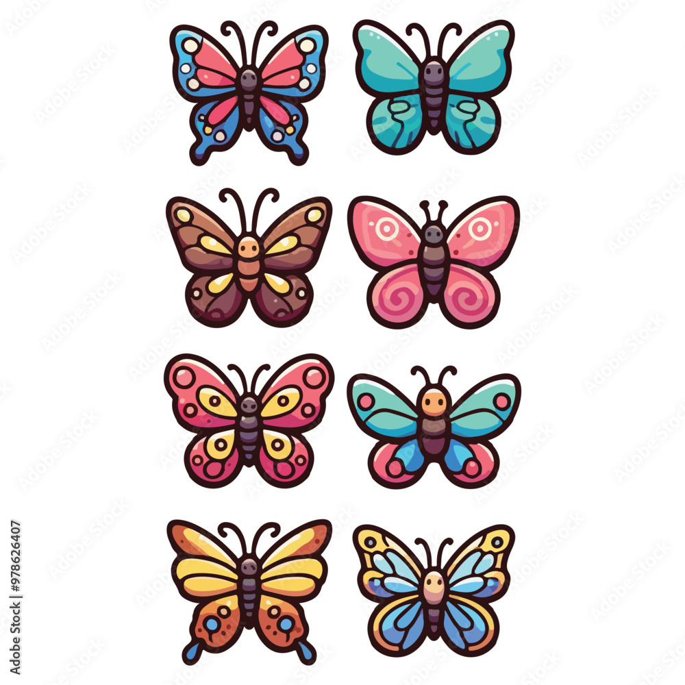Set of Butterfly animal collection. Colorful Butterflies. Design elements clipart. Spring, summer decoration. Set of Butterfly animal collection. Colorful Butterflies. Design elements clipart. Spring, summer decoration.