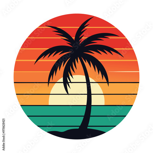 palm tree silhouette on the beach