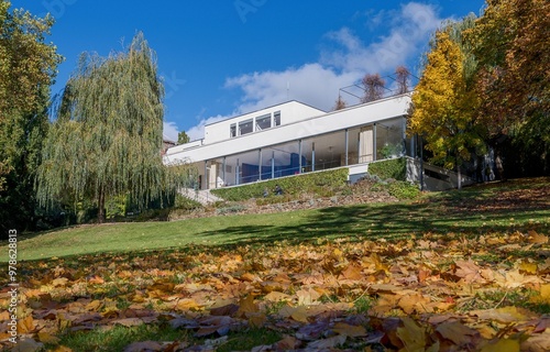 View of Villa Tugendhat in Brno, autumn