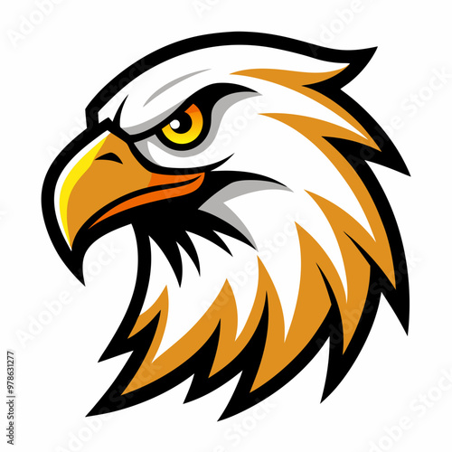 Eagle Mascot Logo on White Background - Vector Illustration, SVG Design, Cut Files for Cricut & Silhouette, Vector Clipart & T-shirt Graphics