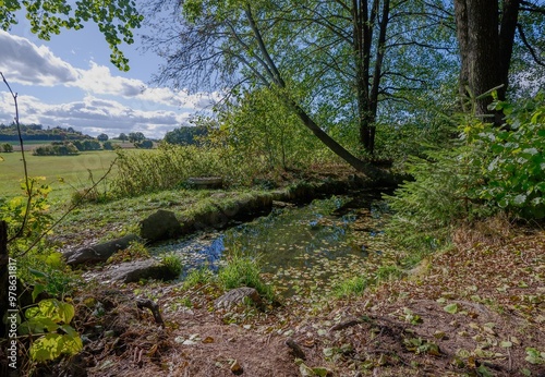 View of the spring of the Jihlava river, autumn photo