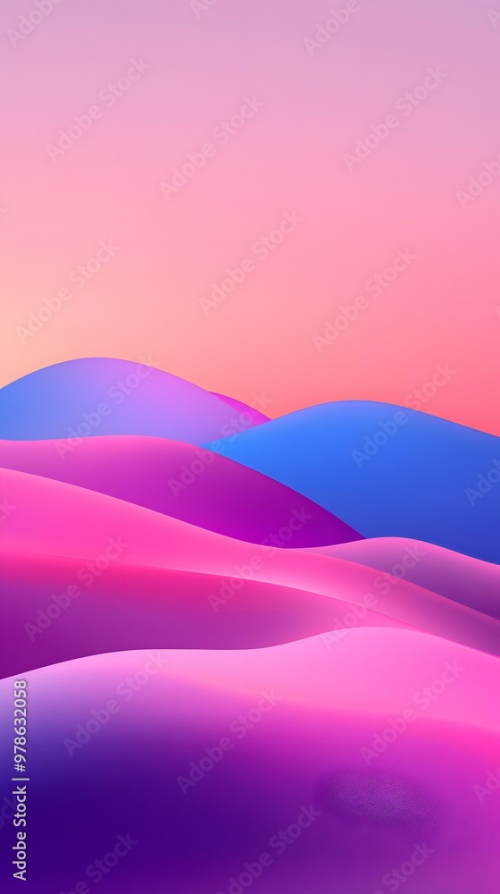 Abstract Pink And Blue Gradient Hills Illustration Abstract Pink And Blue Gradient Hills Illustration
