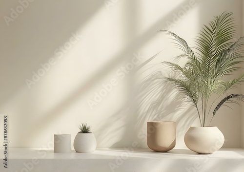 Wallpaper Mural Minimalist Home Decor with Plants and Pots Torontodigital.ca