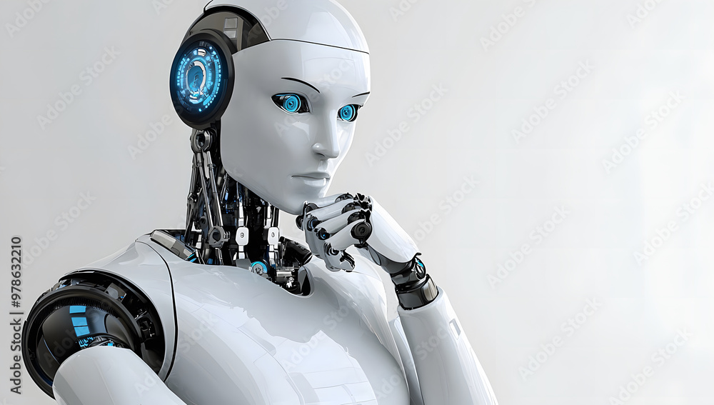 Thinking robot isolated on white background. Thinking robot isolated on white background.