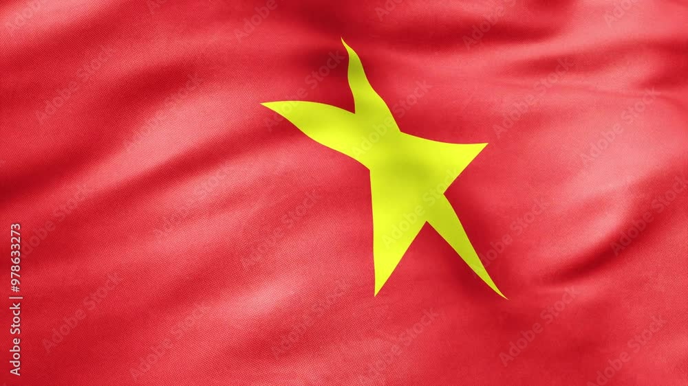 Flag of Vietnam Animation Stock Video - Vietnamese Flag Waving in Loop and Fabric Textured - 4K Flag of Vietnam Animation Stock Video - Vietnamese Flag Waving in Loop and Fabric Textured - 4K