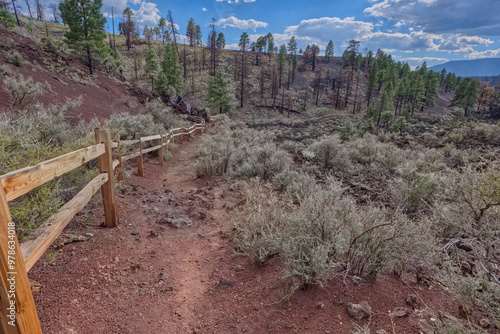 Lava Flow Trail Fenceline at Sunset Crater AZ photo