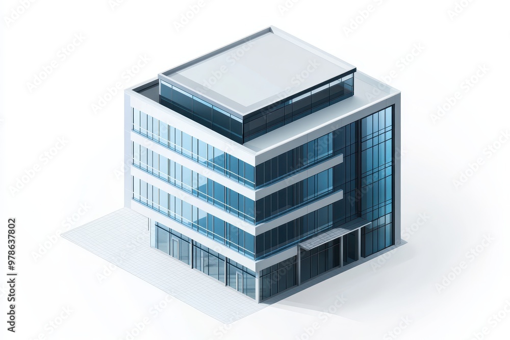 Modern office building with glass facade and sleek design. Modern office building with glass facade and sleek design.