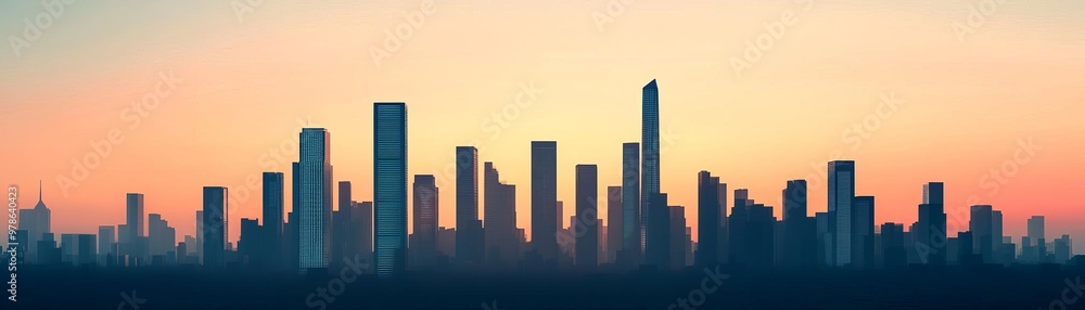 Panoramic view of a modern cityscape at dusk Panoramic view of a modern cityscape at dusk