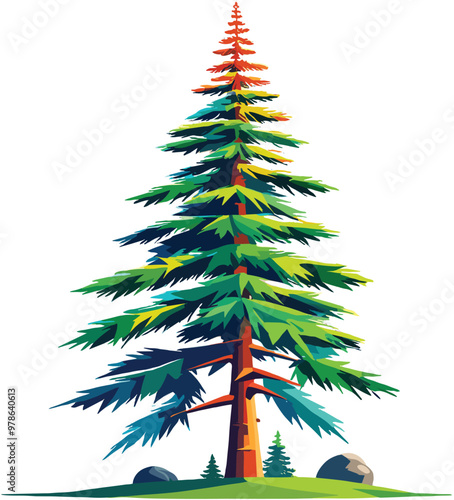 Vector illustration of a tall pine tree