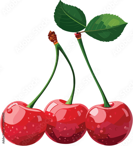 Vector illustration of bright red colored cherries