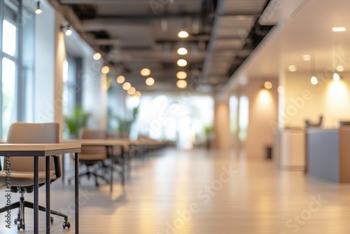 Wallpaper Mural Modern office interior with desks and soft lighting, promoting a collaborative workspace. Torontodigital.ca