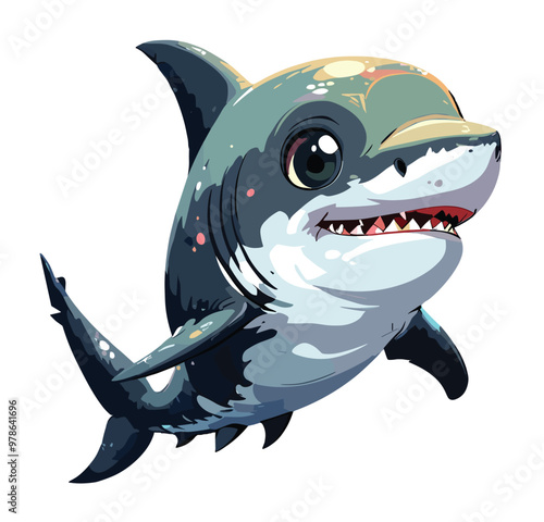 Vector illustration of a sharp-toothed shark