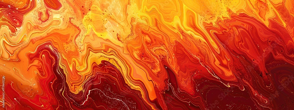 Abstract background of acrylic paints in red and yellow tones. Fluid art. Abstract background of acrylic paints in red and yellow tones. Fluid art.
