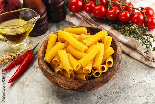 Italian cuisine - dry tortiglioni pasta