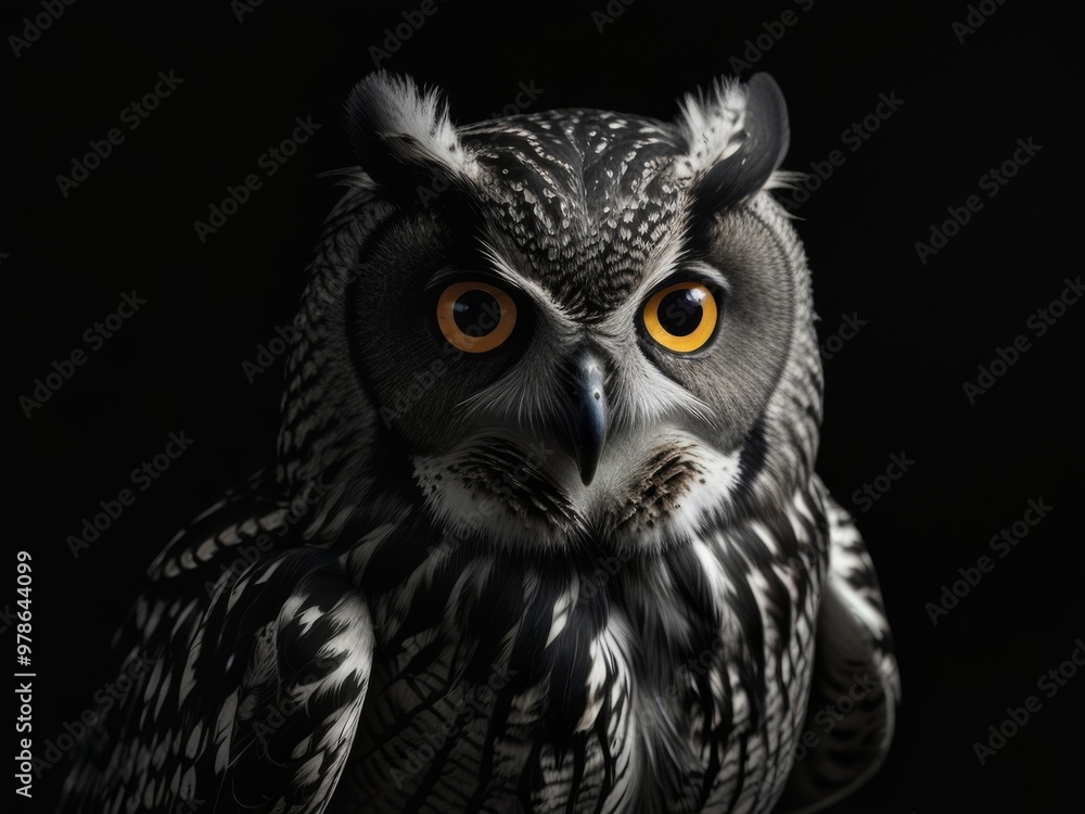 Obraz premium Snowy Owl Portrait Against a Dark Background