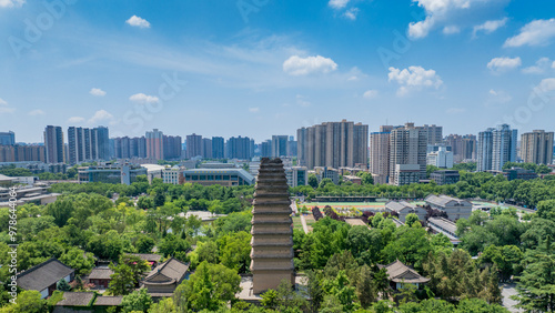 Photos Aerial Photography of the Small Wild Goose Pagoda, an Ancient Architecture in Xi