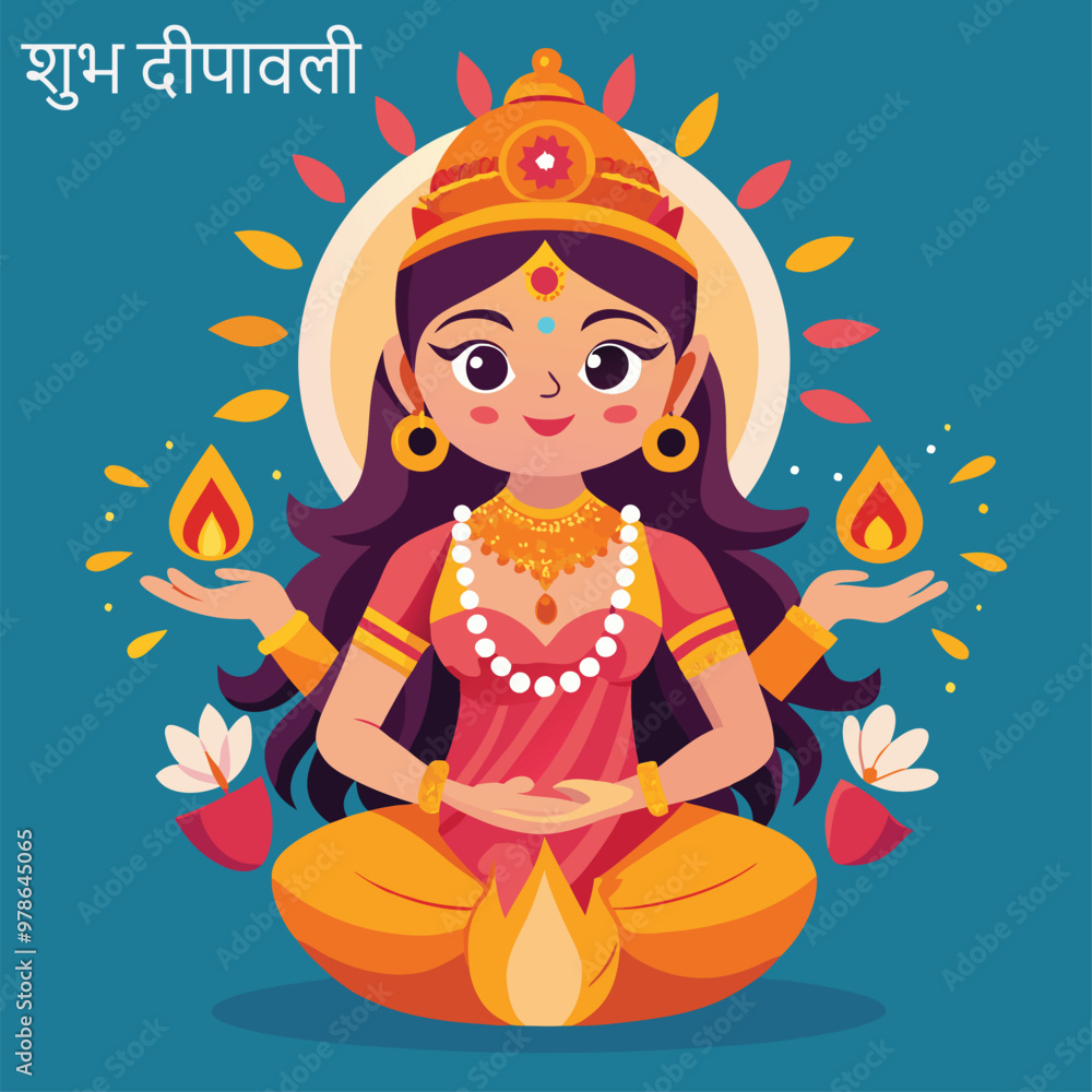 Maa Lakshmi with Diya Vector | Goddess Lakshmi With Diya Diwali Celebration | Maa Lakshmi Vector Image Maa Lakshmi with Diya Vector | Goddess Lakshmi With Diya Diwali Celebration | Maa Lakshmi Vector Image