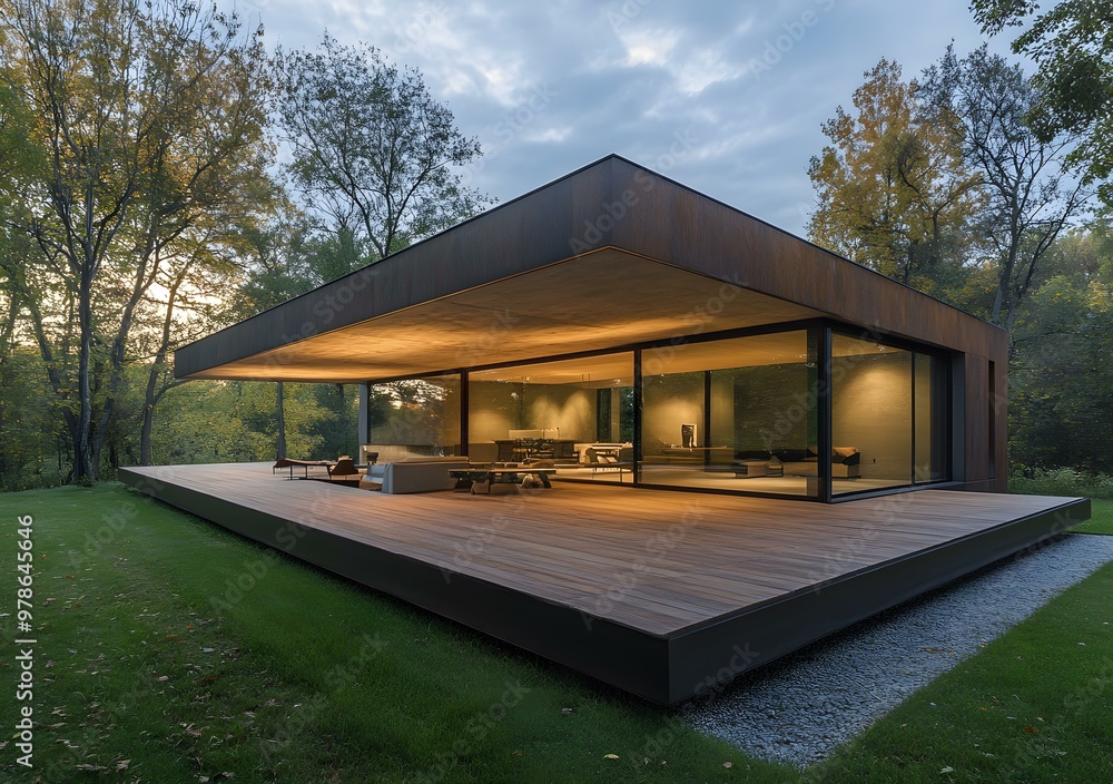 Modern House with Large Windows and Deck Modern House with Large Windows and Deck
