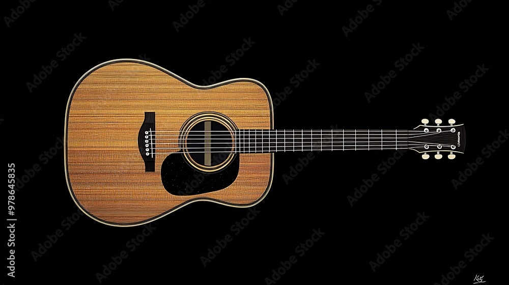 Fototapeta premium Acoustic Guitar Vector Illustration : Generative AI