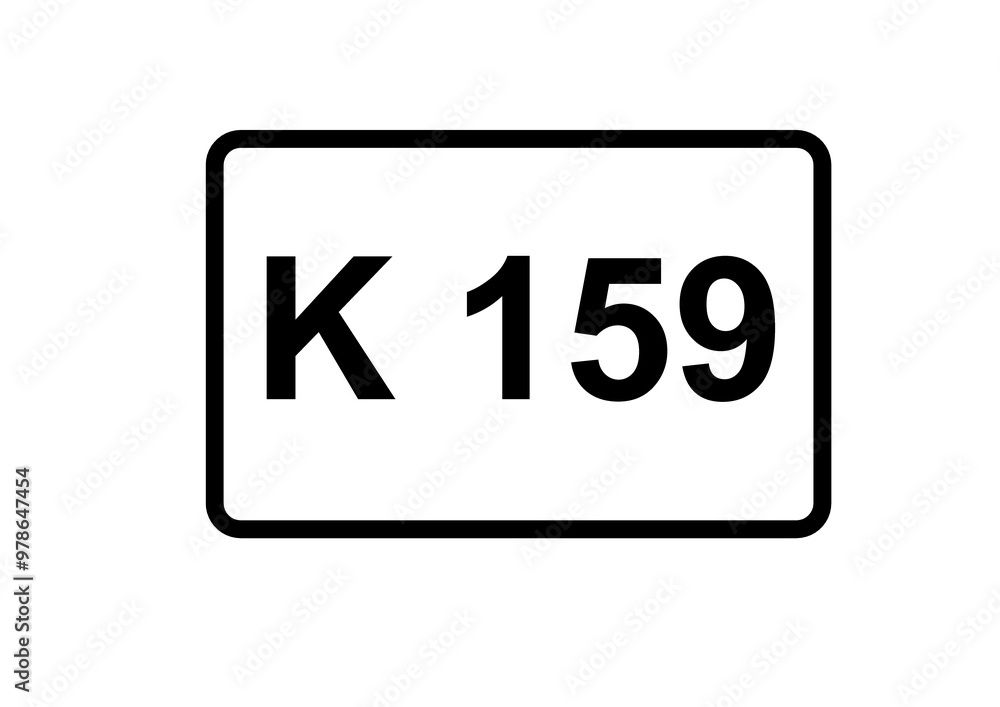 Illustration eines Kreisstraßenschildes der K 159 in Deutschland Illustration eines Kreisstraßenschildes der K 159 in Deutschland