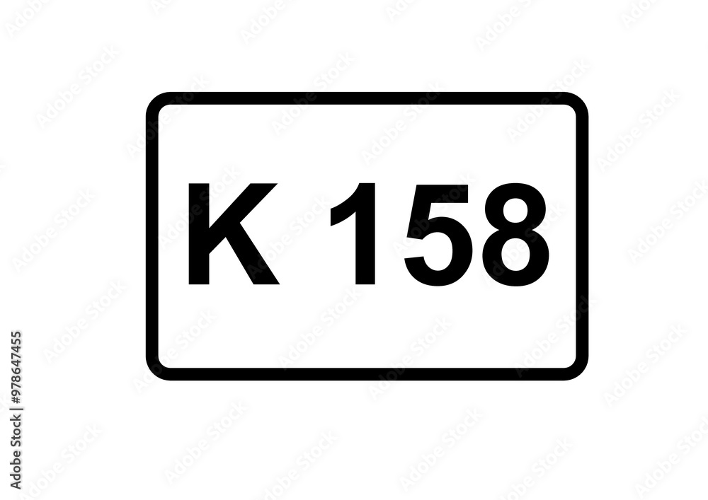 Illustration eines Kreisstraßenschildes der K 158 in Deutschland Illustration eines Kreisstraßenschildes der K 158 in Deutschland