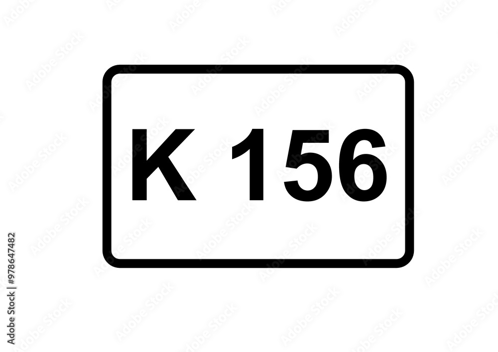 Illustration eines Kreisstraßenschildes der K 156 in Deutschland Illustration eines Kreisstraßenschildes der K 156 in Deutschland