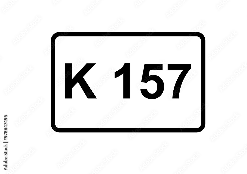 Illustration eines Kreisstraßenschildes der K 157 in Deutschland Illustration eines Kreisstraßenschildes der K 157 in Deutschland