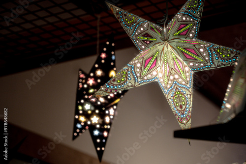 christmas star on black background