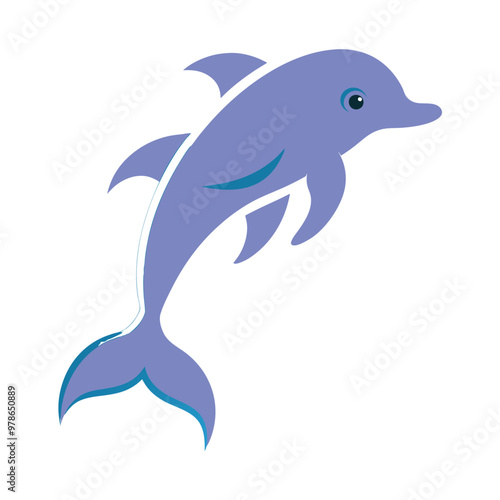 Beautiful Dolphin flat vector illustration isolated on a white background