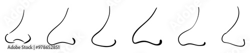 nose vector silhouette outline set
