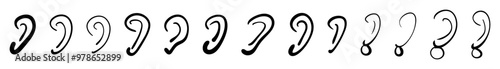 ear with earring vector silhouette outline drawing