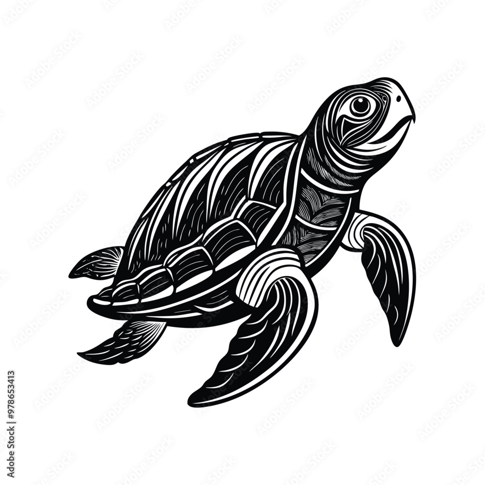 Black vector illustration of turtle Black vector illustration of turtle