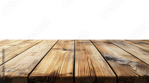 Light wooden table top on white background, Products presentation concept. photo