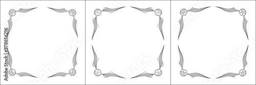 Fotografie Set of elegant black and white monochrome snitch stylized ornamental corners