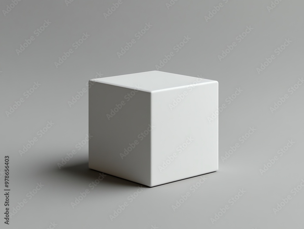 A white cube on a gray background. A white cube on a gray background.