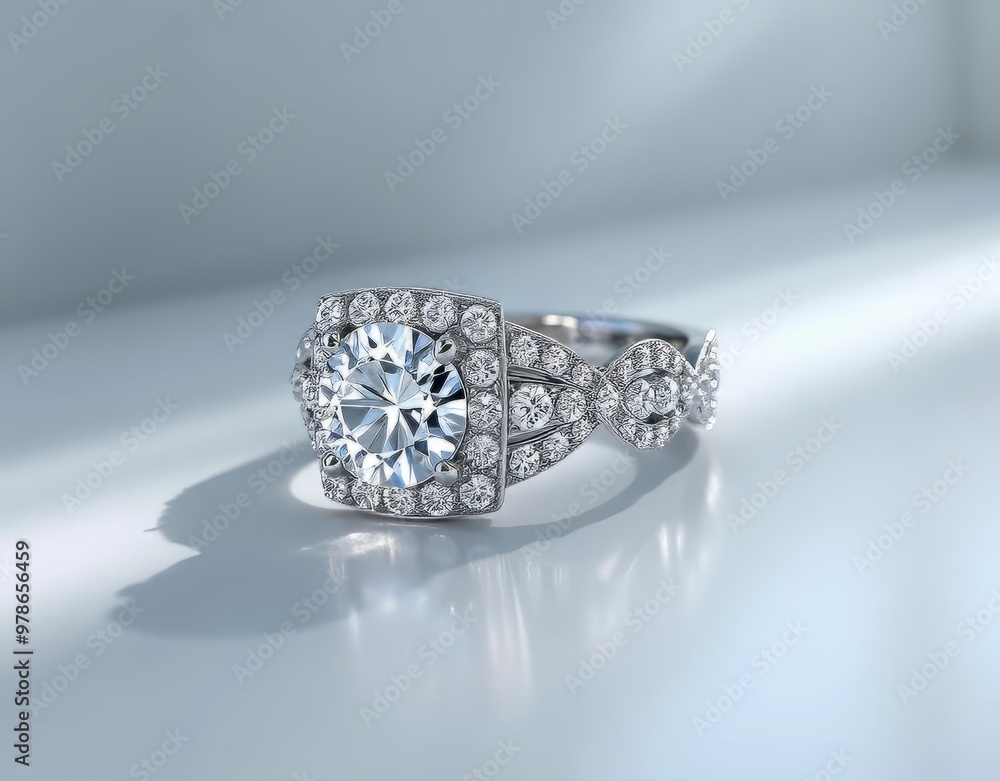 Sparkling Diamond Studded Ring with Intricate Design Sparkling Diamond Studded Ring with Intricate Design