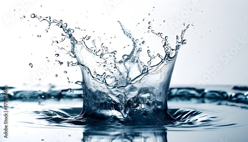 dynamic splash of clear water against a white isolated background