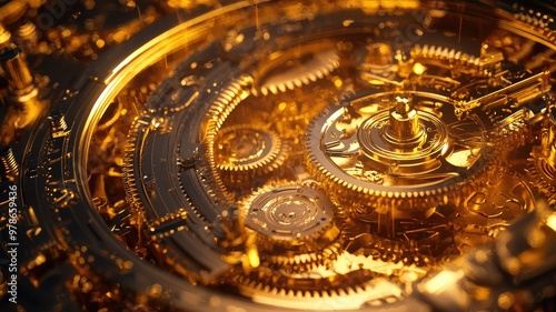 Intricate golden gears showcasing precision engineering and mechanical beauty in a stunning and detailed close-up.