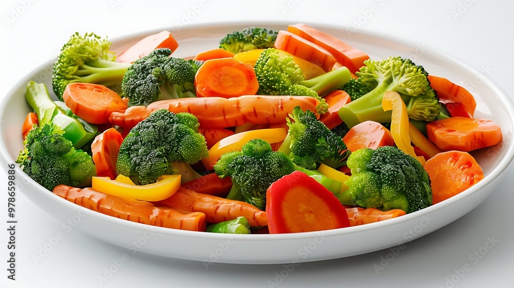 A detailed rendering of a bowl of mixed vegetables including carrots broccoli and bell peppers isolated on a clean background highlighting their colorful and nutritious appeal A detailed rendering of a bowl of mixed vegetables including carrots broccoli and bell peppers isolated on a clean background highlighting their colorful and nutritious appeal