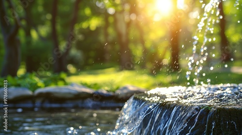Wallpaper Mural Water fountain in the park at sunset. Selective focus. nature. Torontodigital.ca